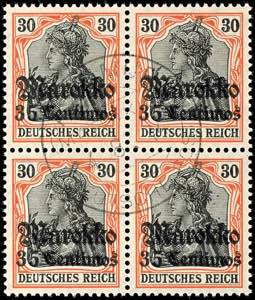 Morocco 35 C on 30 Pf on y-paper, block of ... 