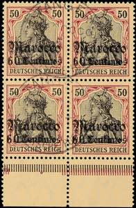 Morocco 60 C on 50 Pf. Block of four with ... 