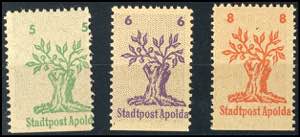 Apolda 5 Pfg to 8 Pfg postal stamps, type II ... 