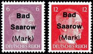 Bad Saarow 1 Pf, 5 Pf, 6 Pf and 12 Pf Hitler ... 