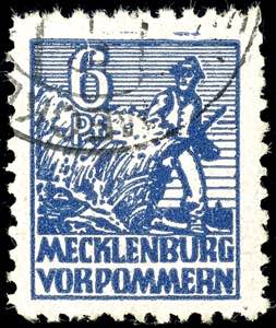 Soviet Sector of Germany 6 Pfg postal stamp, ... 