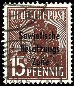Soviet Sector of Germany 15 Pfg. Worker dark ... 