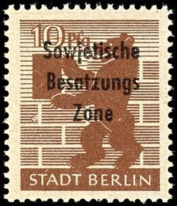 Soviet Sector of Germany 10 Pfg postal stamp ... 