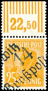 Hand Overprint - District 14 25 penny with ... 