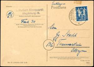 GDR 12 Pfg postal labor union on properly ... 