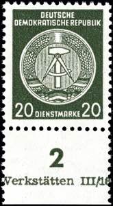 GDR Official 20 Pf circle service stamp in ... 