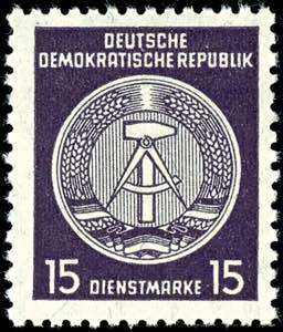 GDR Official 15 Pfg black gray violet, ... 