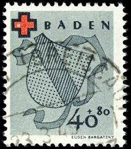 Baden 10-40 Pfg. Red Cross, used, expertized ... 
