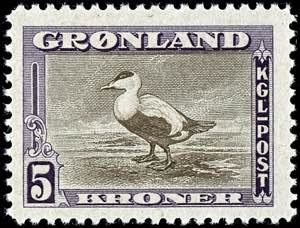 Greenland 1945, 1 oere - 5 Kr. Postal ... 