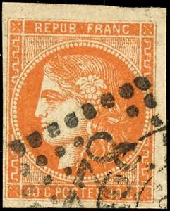 France 1870, 40 C. Ceres orange cut, neat ... 