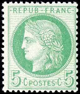 France 1872, 5 C. Yellow green, in perfect ... 
