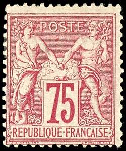 France 1876, 75 C. Carmine rose, type I, ... 