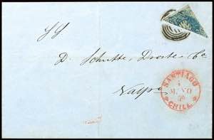Chile 1859, 10 C. Blue, diagonal bisects on ... 
