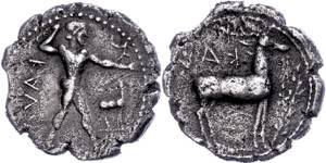 Bruttium Kaulonia, stater (7, 29 g), 480-388 ... 