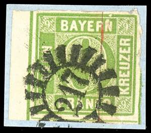 Bayern 9 Kreuzer gelbgrün, Type III, ... 