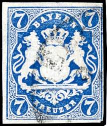 Bavaria 7 Kr. Prussian blue, right ... 