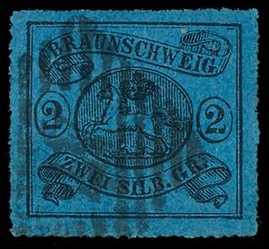 Brunswick 2 silver penny black on blue, ... 