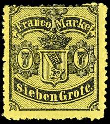 Bremen 7 Gr. On yellow, mint never hinged, ... 