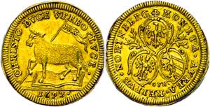 Nürnberg City 1 / 2 ducat, 1692, waitresses ... 