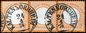 German Reich 2 kreuzer orange, horizontal ... 