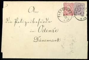 German Reich 10 penny in mixed franking with ... 