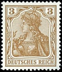 German Reich 3 Pfg Germania o. Watermark, ... 