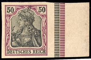 German Reich 50 Pfg Germania, variety ... 