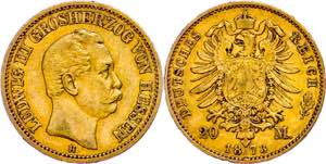 Hessen 20 Mark, 1873, Ludwig III., ... 