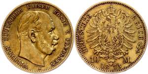 Prussia 10 Mark, 1873, A, Wilhelm I., ss. J. ... 