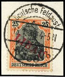 Libau 25 Pfg Germania with red overprint ... 