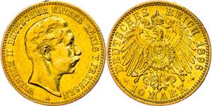 Prussia 10 Mark, 1896, Wilhelm II., tiny ... 
