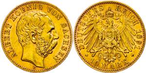 Saxony 10 Mark, 1891, Albert, very fine+. J. ... 