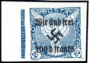 Rumburg 100 H on 20 H newspaper stamp dark ... 
