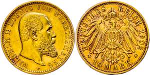 Württemberg 10 Mark, 1902, Wilhelm II., ss. ... 
