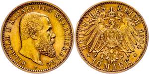 Württemberg 10 Mark, 1904, Wilhelm II., wz. ... 
