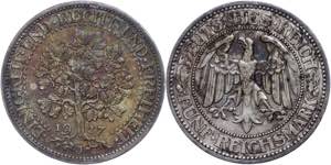 Coins Weimar Republic 5 Reichmark, 1927, J, ... 