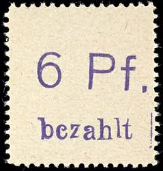 Arnsberg 6 Pf. Fee label without seal of ... 