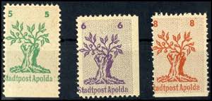 Apolda 5 Pfg to 8 Pfg postal stamps, ... 