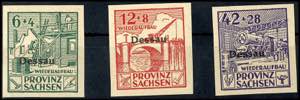 Dessau 6 Pfg to 42 Pfg donation stamps, cut, ... 