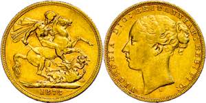 Australia 1 sovereign, Gold, 1873 S ... 