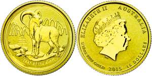 Australia 15 Dollars, Gold, 2015, year the ... 