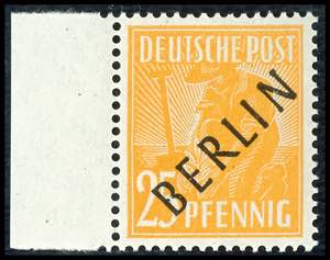 Berlin 25 penny black overprint, overprint ... 