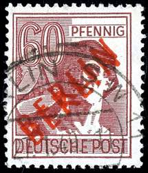 Berlin 60 penny red overprint, variety ... 