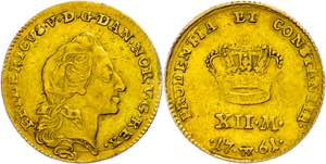 Denmark Current ducat (12 Mark), 1761, ... 