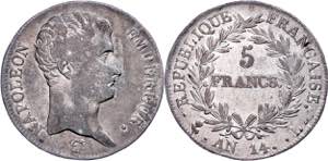 France 5 Franc, L\AN 14 (1805), Napoleon ... 