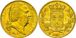 Frankreich 20 Francs, Gold, 1817, Louis ... 