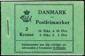 Stamp Booklet Denmark 1929, 2 coronas stamp ... 