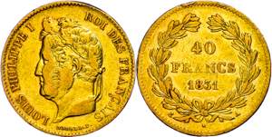 France 40 Franc, Gold, 1831, Louis Philippe ... 
