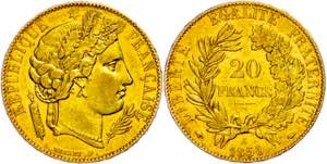 France 20 Franc, Gold, 1850, Ceres, Fb. 566, ... 
