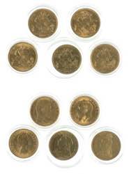 Great Britain Lot 5 gold coins: 2 x ... 